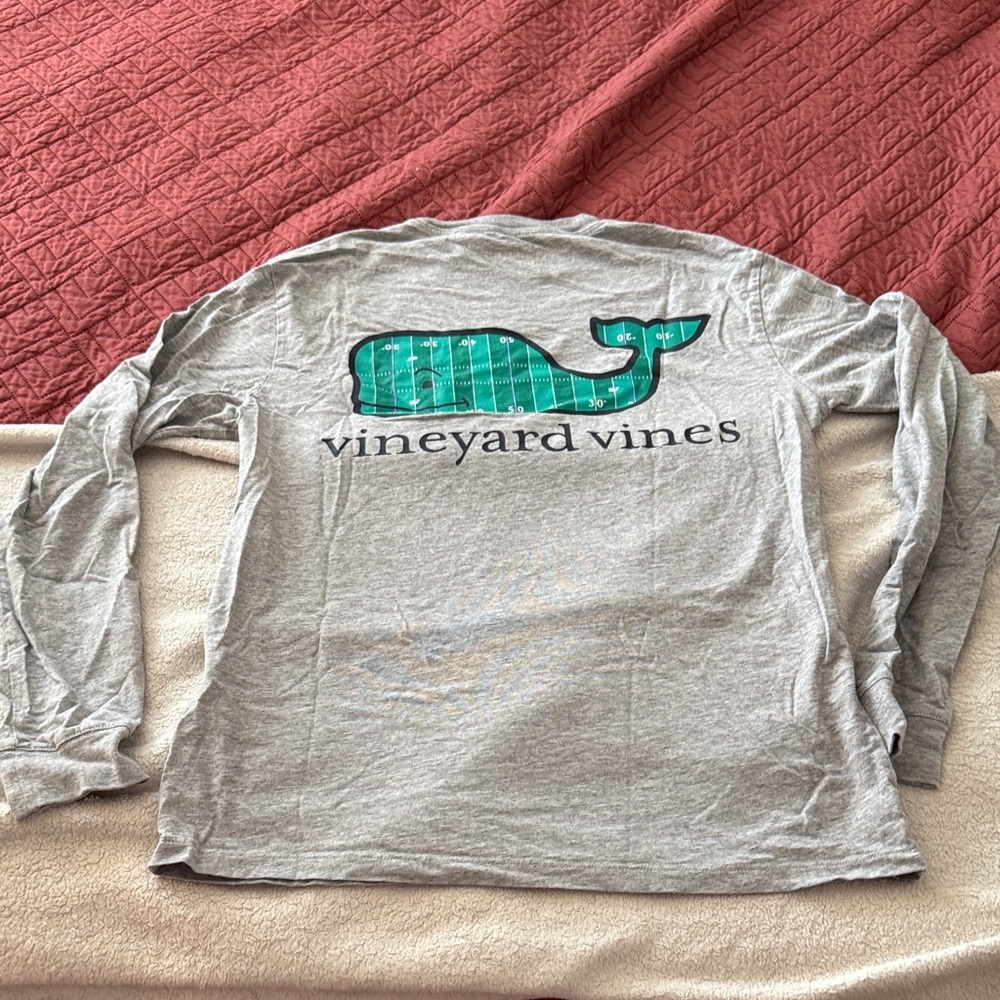 Vineyard Vines Gray Shirt with football whale